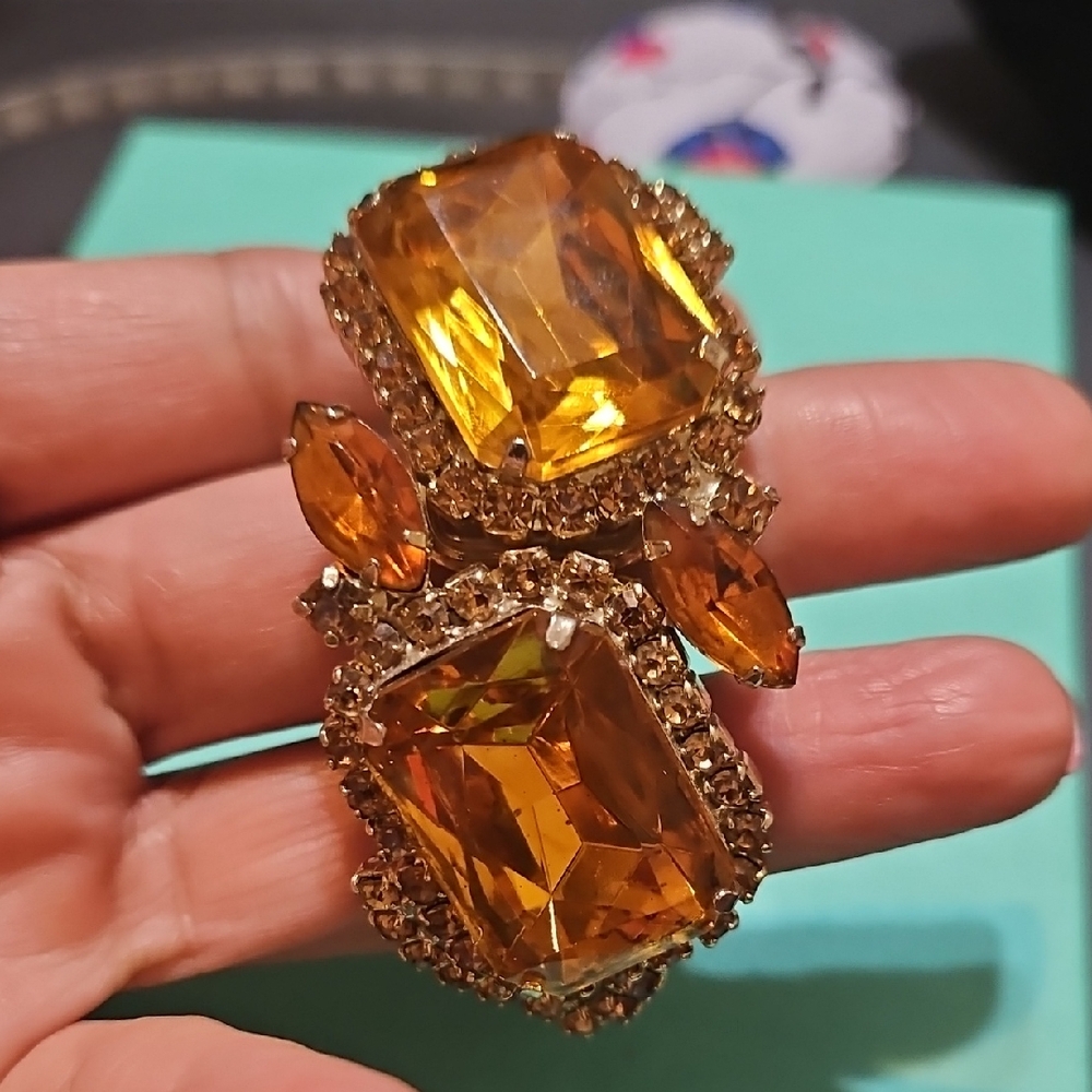 Vintage D&E Juliana Citrain colored glass & Rhinestone - Picture 1 of 5